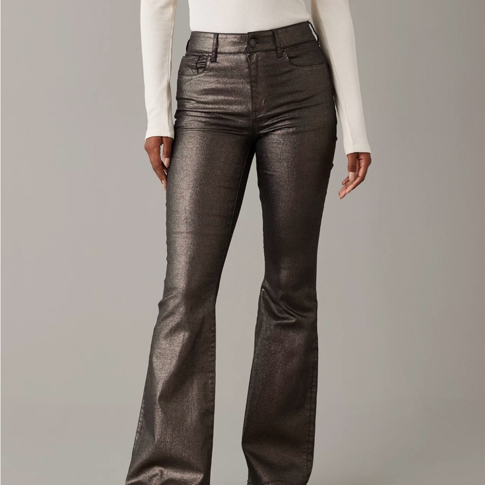NWT Metallic brown Flare Pants- America Eagles size 14 short